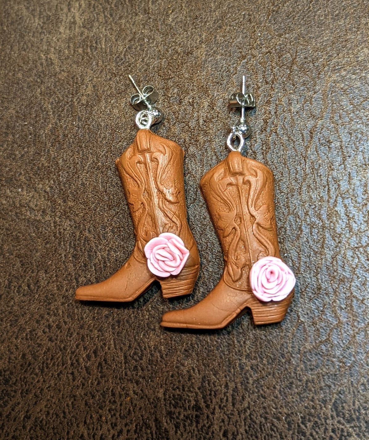 Pink Rose Cowboy Boot Dangle