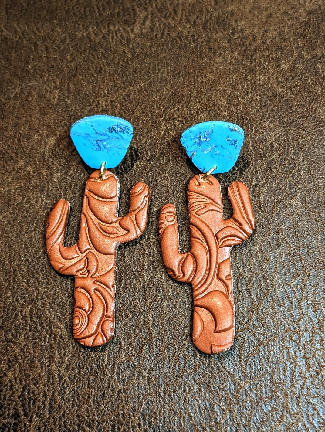 Leather Cactus Dangle